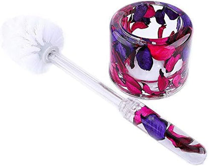 Locco Decor 5 Piece Acrylic Liquid 4D Floating Motion Bathroom Vanity Accessory Set Garden Theme Leaf Toothbrush Holder, Tumbler, Soap Dispenser, Soap Dish, Toiletbrush Holder Set