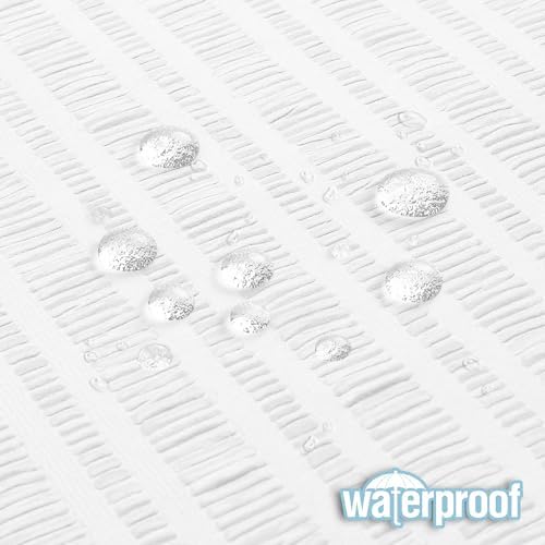 Aiyufeng Moga White Fabric Shower Curtain 72 Inch Long for Bathroom