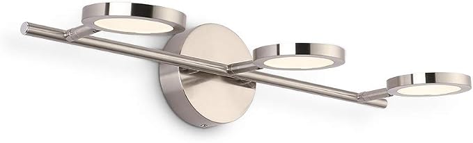 Joossnwell Modern LED Vanity Lights Nickel Finish, 3-Light Bathroom Lighting Fixtures 21.26" Inch 15W Metal Wall Sconces with Swing Arm Up and Down Lamps 4000K