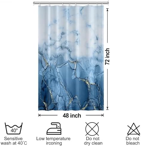 Light Blue Marble Stall Waterproof Shower Curtain 48x72 inches