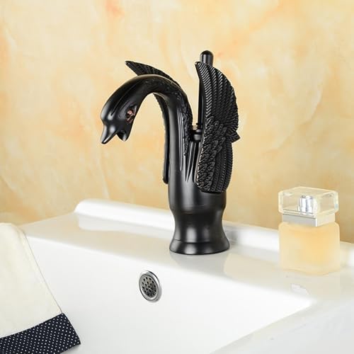 Vintage Retro Brass Bathroom Faucet Antique Black Hot & Cold Water Sink Mixer Tap Short Design for Classic Style Ideal for Home Renovation & Modern Bathrooms