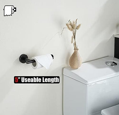 JQK Toilet Paper Holder Oil Rubbed Bronze, 5 Inch 304 Stainless Steel Thick 0.8mm Tissue Paper Dispenser for Bathroom, Hold Mega Rolls Wall Mount, TPH120-ORB