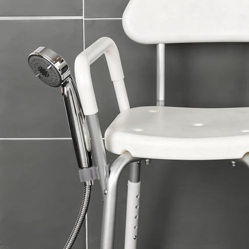 Shower Chair Shower Head Holder Clip, 2PCS Universal Clip on Shower Head Clamp, Replacement Bracket for Handheld Wand, Fits 22mm/0.86in Bath Chair Poles for Elderly, Disabled