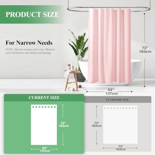 Dynamene Stall Waffle Shower Curtain 256 GSM Heavy Fabric 54x72 Pink