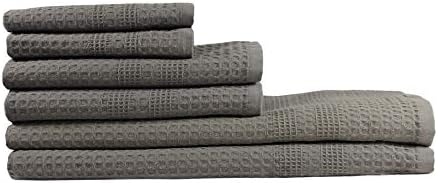 GILDEN TREE Waffle Towel Set Quick Dry Thin | 2 Bath Towels | 2 Hand Towels | 2 Washcloths, Classic Style (Stone Greige)