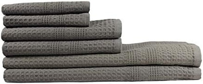 GILDEN TREE Waffle Towel Set Quick Dry Thin | 2 Bath Towels | 2 Hand Towels | 2 Washcloths, Classic Style (Stone Greige)