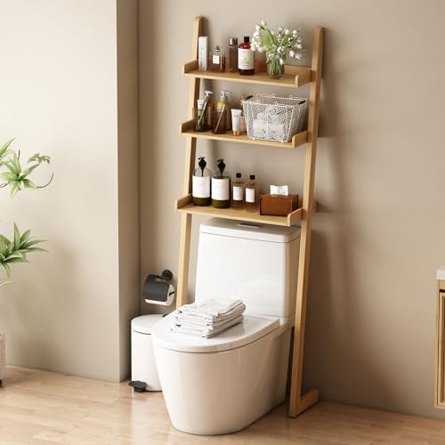 3-Tier Bathroom Over Toilet Storage for Small Space (Brown)