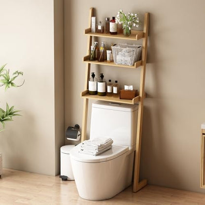 3-Tier Bathroom Over Toilet Storage for Small Space (Brown)