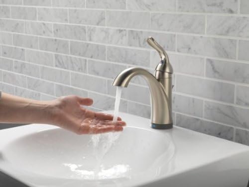 Delta Faucet Lahara Single Hole Bathroom Faucet with Touchless Technology, Brushed Nickel Bathroom Sink Faucet, Single Handle Bathroom Faucet, Bath Faucet, Push Pop-Up Drain, Stainless 538T-SS-DST