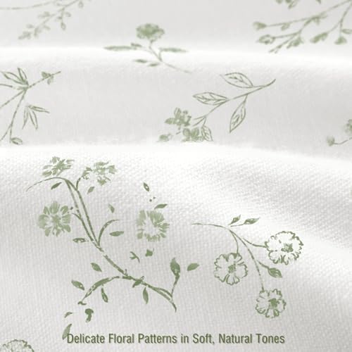 Sage Green Floral Farmhouse French Vintage Cotton Shower Curtain 72Wx72H