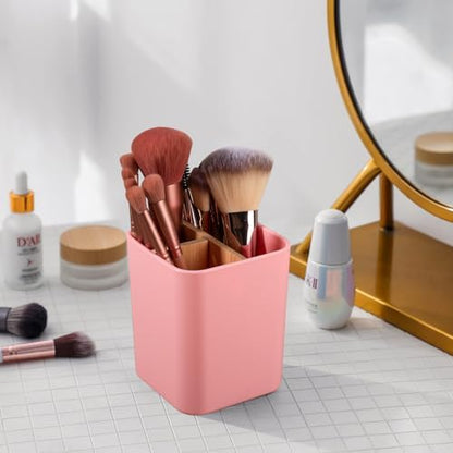 Bamboo Toothbrush Holder for Bathrooms Toothpaste Organizer - Pink