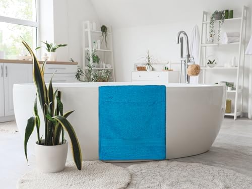Bath Towels Pack of 6 – 24" x 48" – 100% Cotton Terry, Soft, Quick-Dry & Highly Absorbent – Teal Blue Towels for Bathroom, Spa, Gym, Hotel, Pool & Everyday Use