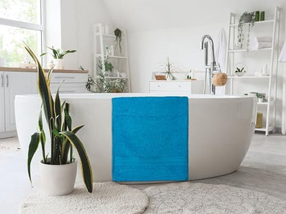 Bath Towels Pack of 6 – 24" x 48" – 100% Cotton Terry, Soft, Quick-Dry & Highly Absorbent – Teal Blue Towels for Bathroom, Spa, Gym, Hotel, Pool & Everyday Use