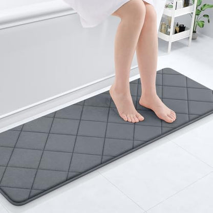 OLANLY Memory Foam Bath Mat 47x17, Ultra Soft and Absorbent Bathroom Rugs