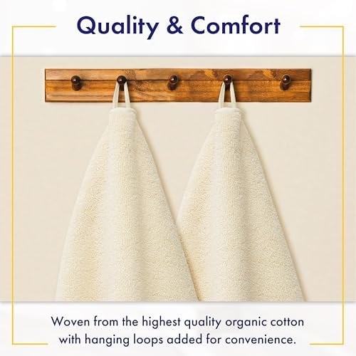 Alusa Home 100% Organic Luxury Bath Sheets - GOTS Certified - Extra Large 35x70 Inches (Pack of 2) Zero-Twist, Long-Staple Cotton Bath Sheet Set (Papyrus)