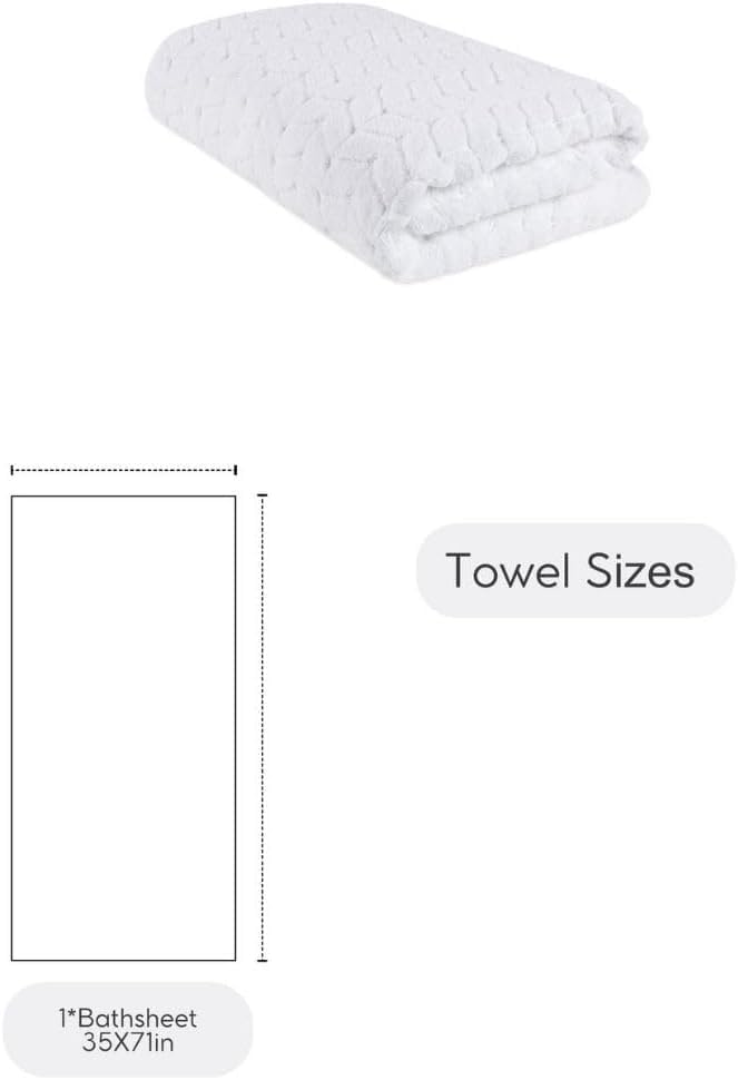 BAGNO MILANO Turkish Cotton Bath Towels, Hand Towels - Soft Plush Jacquard Collection Luxury Towels Set (White, Bath Sheet 35x70)