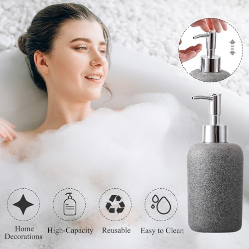 XLHOMO Gray Bathroom Accessory Set with Shower Curtain and Rugs, Resin