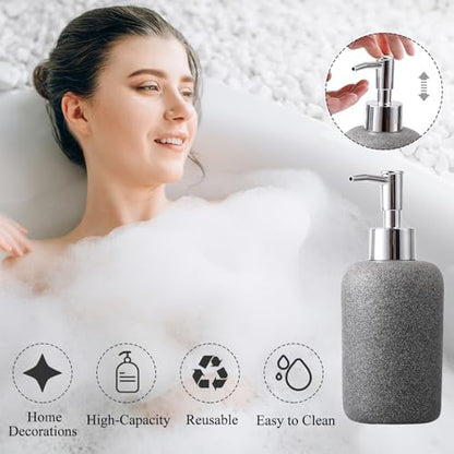 XLHOMO Gray Bathroom Accessory Set with Shower Curtain and Rugs, Resin