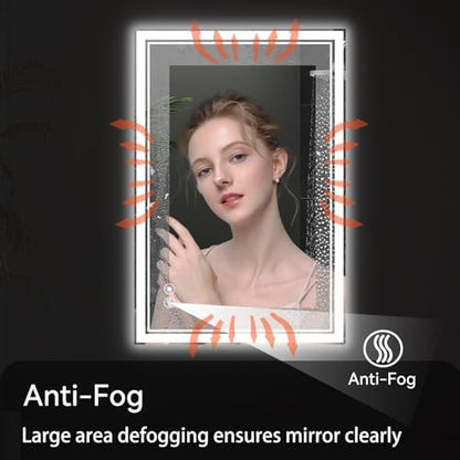 2 Pack 24“ x 36” LED Bathroom Mirror, LED Mirror for Bathroom, Fogless