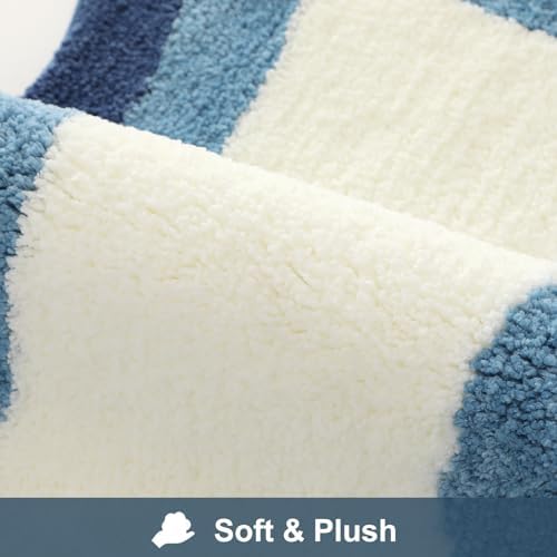 HAOCOO Blue Bathroom Rug, 20x31 inch, Extra Soft Non Slip Microfiber Absorbent Washable Shower Rug Doormat Carpet for Floor Tub Shower