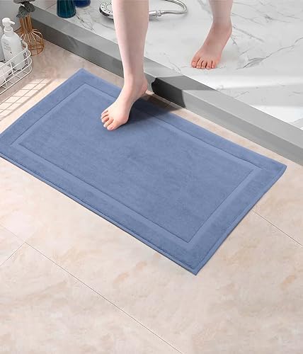 COTTON CRAFT Bath Mats - 2 Pack Tub Shower Floor Mat - 21x30- Azure Blue