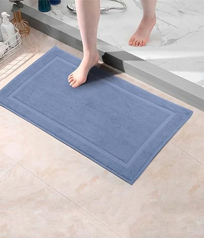 COTTON CRAFT Bath Mats - 2 Pack Tub Shower Floor Mat - 21x30- Azure Blue