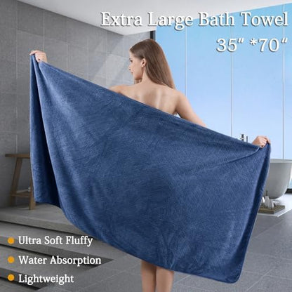 Ycosy Navy Bath Towels Set 35x70 Inches - Luxury 600 GSM Oversized Bath Sheet Towel,Extra Large Microfiber - Quick Dry,Highly Absorbent,Super Soft Shower Towels Spa Hotel Bathroom Towel Set (4-Pack)
