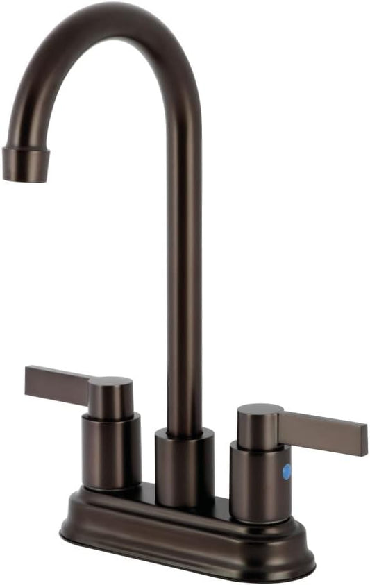 Kingston Brass KB8495NDL 4-3/4-Inch in Spout Reach NuvoFusion Two Handle 4-Inch Centerset Bar Faucet, Oil Rubbed Bronze