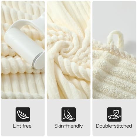 REDKISS Cream Microfiber Bath Towels Set 8 Piece - 70x35 Inches Bathroom Towels of 8 Large, Oversized Bath Towel with 2 Hair Towel Wrap, Highly Absorbent Soft Shower Towels for Bathroom, Hotel, Gym