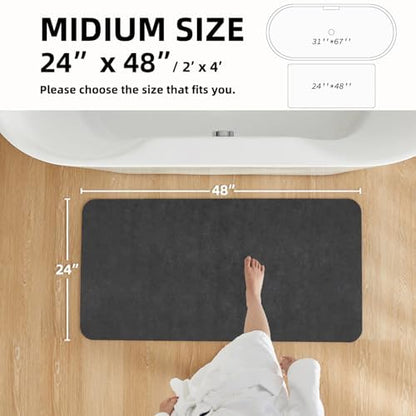 TYUU Thin Bath Mat, Bathroom Rugs Non Slip Washable, 24x48 Black
