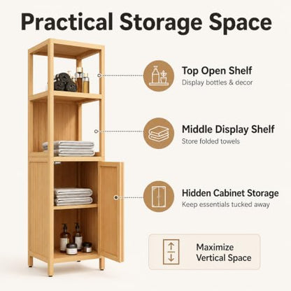 Bamboo Bathroom Storage Cabinet (Natural, 52'')