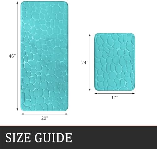 YIHOUSE Bathroom Rugs Mat Set, Memory Foam Bath Mat 2 Piece Teal