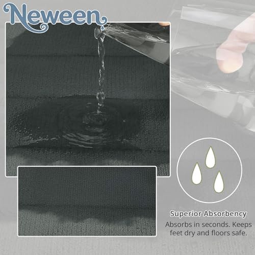 Neween Bathroom Rugs Set 3 Piece, Absorbent Memory Foam Bath Mat, Dark Grey