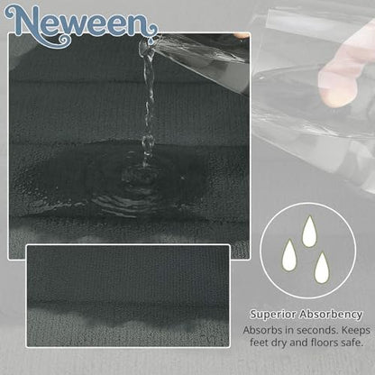 Neween Bathroom Rugs Set 3 Piece, Absorbent Memory Foam Bath Mat, Dark Grey