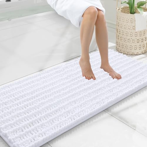Smiry Bathroom Rugs 47X20, Extra Soft Rubber Backing Chenille Bath Mats