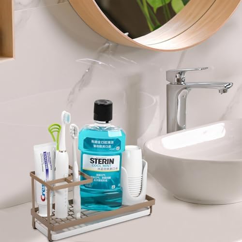 Toothbrush Holders Toothpaste Organizer Bathroom Accessories, Gold