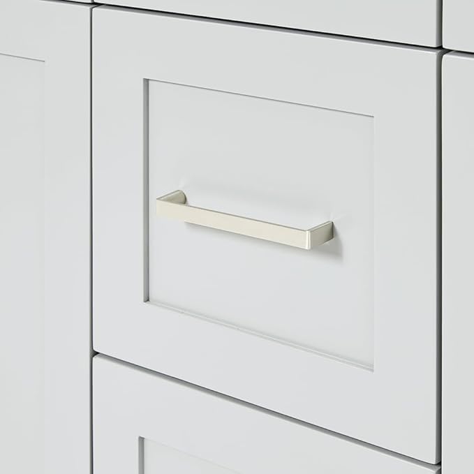 ARIEL Hamlet 60-inch Bathroom Vanity Base Cabinet,Solid Wood, 4 Soft Closing Doors, 3 Dovetail Drawers, Brushed Nickel, Grey