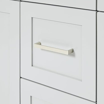 ARIEL Hamlet 60-inch Bathroom Vanity Base Cabinet,Solid Wood, 4 Soft Closing Doors, 3 Dovetail Drawers, Brushed Nickel, Grey
