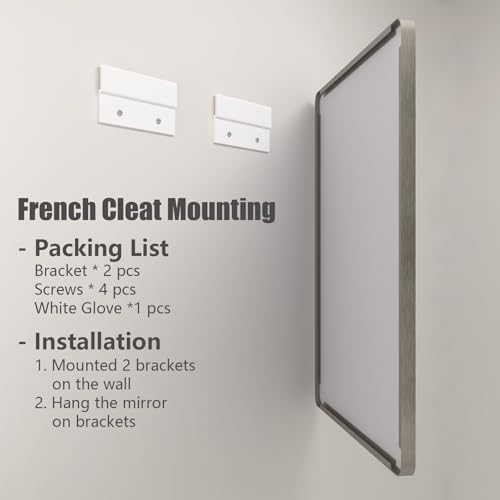 40x30 Inch Silver Brushed Bathroom Mirror for Wall