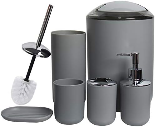 CERBIOR Bathroom Accessories Set 6 Piece Bath Ensemble,Light Grey