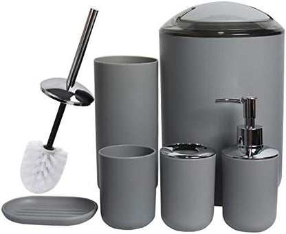 CERBIOR Bathroom Accessories Set 6 Piece Bath Ensemble,Light Grey