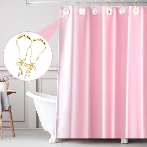 Maxdot 12 Pcs Gold Bow Knot Shower Curtain Hooks, Rustproof Metal Rings