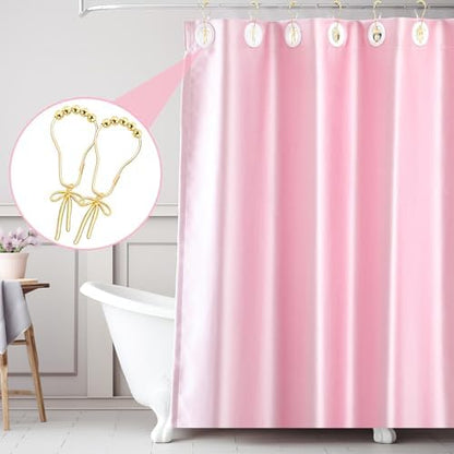 Maxdot 12 Pcs Gold Bow Knot Shower Curtain Hooks, Rustproof Metal Rings