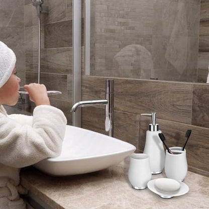 RQYIXI Ceramic Bathroom Accessories Set,White,4 Piece,Tulip Design