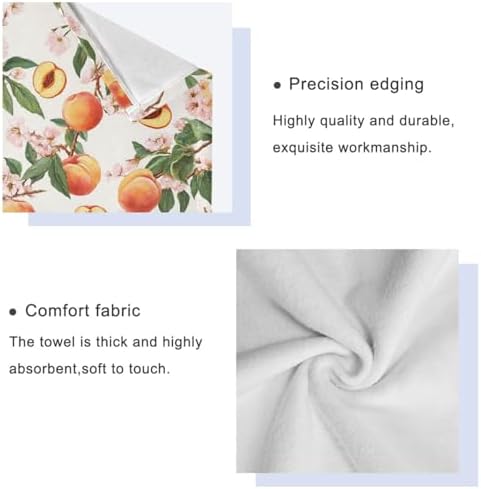 Naanle Tropical Fruits Peach Soft Decor 3 Pcs Towels Set, 1 Bath Towel+1 Hand Towel+1 Washcloth, Multipurpose for Bathroom, Hotel, Gym, Spa and Beach