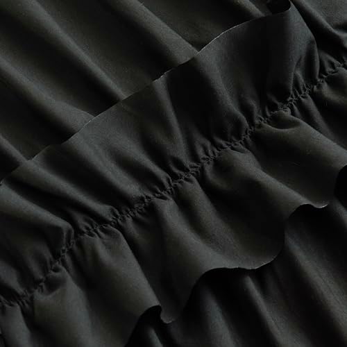 Farmhouse Ruffle Shower Curtain, Black, 72 x 72 in