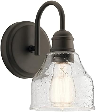 KICHLER Avery 9.25" 1 Light Vanity Light with Clear Seeded Glass Olde Bronze®