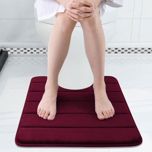 Buganda Memory Foam U-Shaped Toilet Rugs 24 x 24, Absorbent Bathroom mat