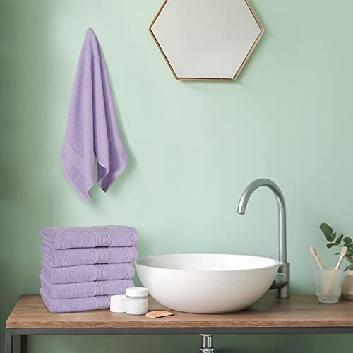 Belizzi Home Ultra Soft 6-Piece Hand Towel Set 16x28-100% Ringspun Cotton - Durable & Highly Absorbent Hand Towels - Ideal for use in Bathroom, Kitchen, Gym, Spa & General Cleaning - Purple