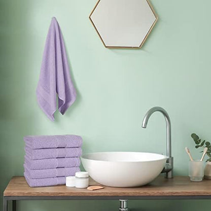 Belizzi Home Ultra Soft 6-Piece Hand Towel Set 16x28-100% Ringspun Cotton - Durable & Highly Absorbent Hand Towels - Ideal for use in Bathroom, Kitchen, Gym, Spa & General Cleaning - Purple